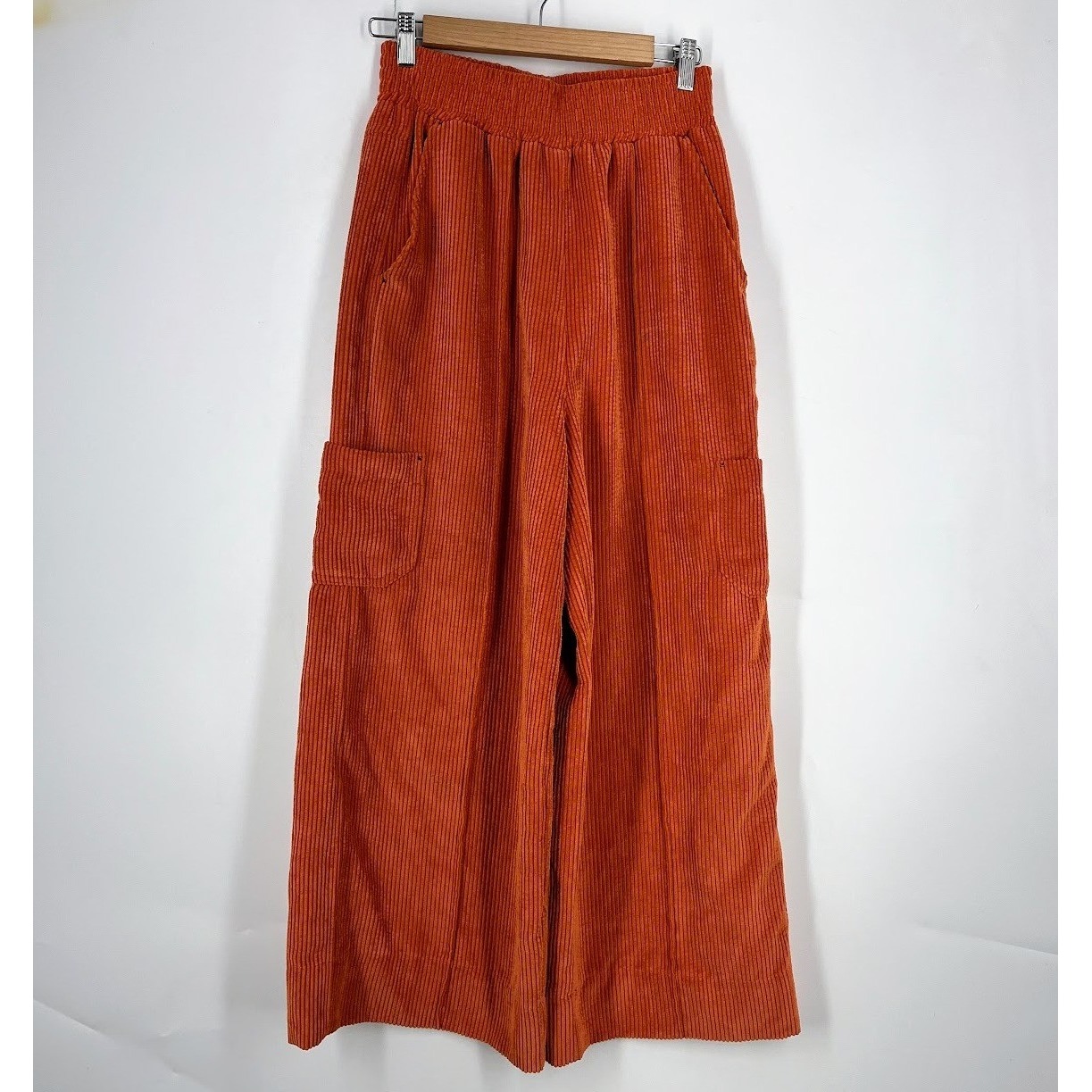 Urban Outfitters Womens Orange Corduroy Wide Leg Cargo Pants Ob1270307 Size S